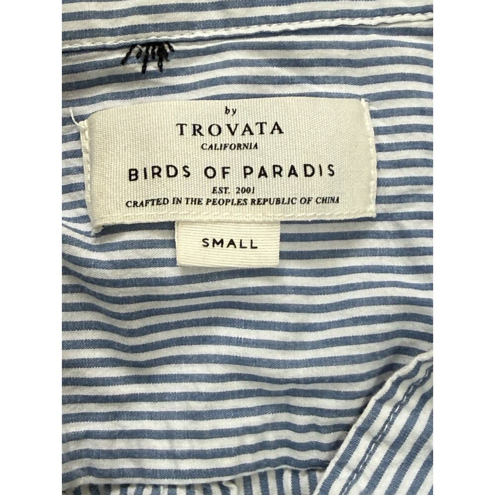 Trovata Birds of Paradis Womens Striped Embroidered Button-Down Shirt Top Size S - Picture 7 of 13
